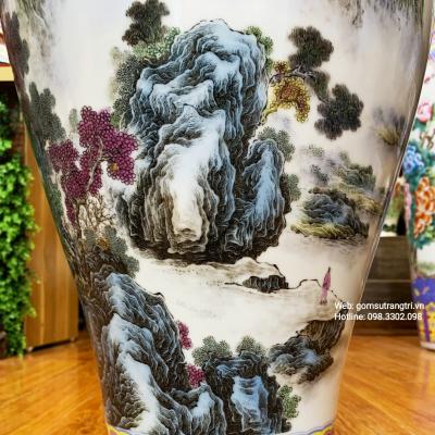 Bình Sứ Xương họa tiết Sơn Thủy